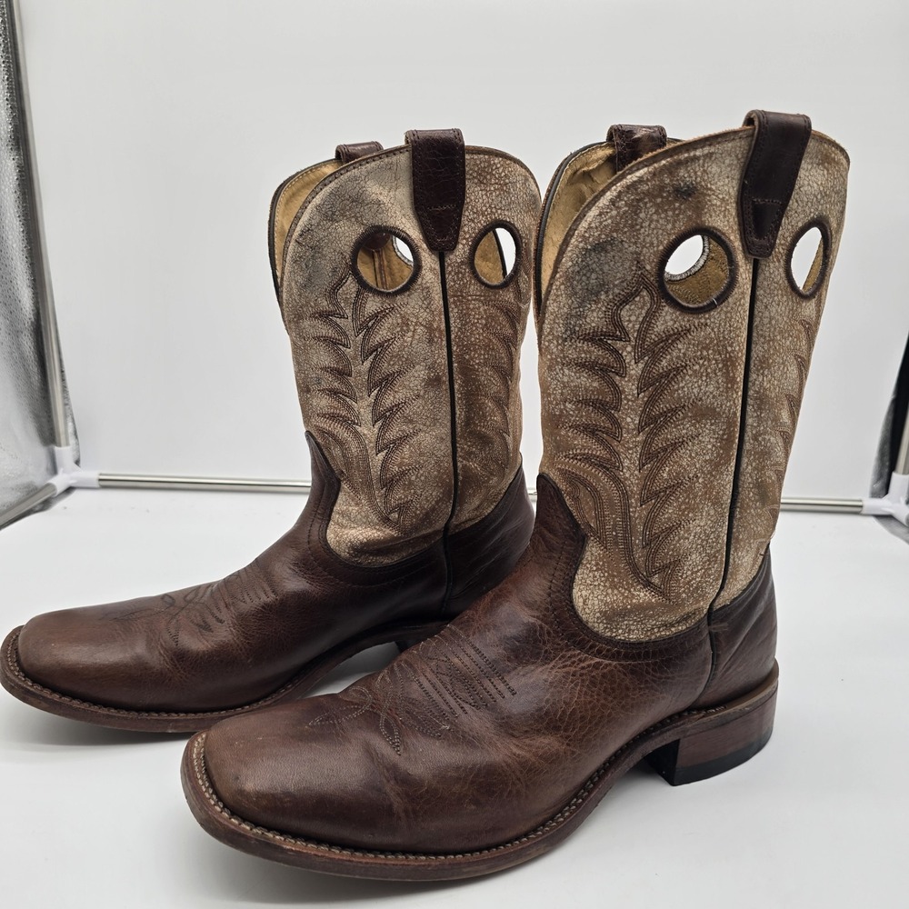 CHALLENGER Cowboy Boots Men's Brown Leather Embroidered Western Cowboy Boots 10E